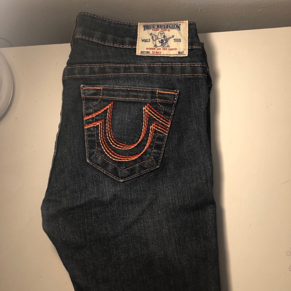 True Religion Jeans with Pink & Red stitch